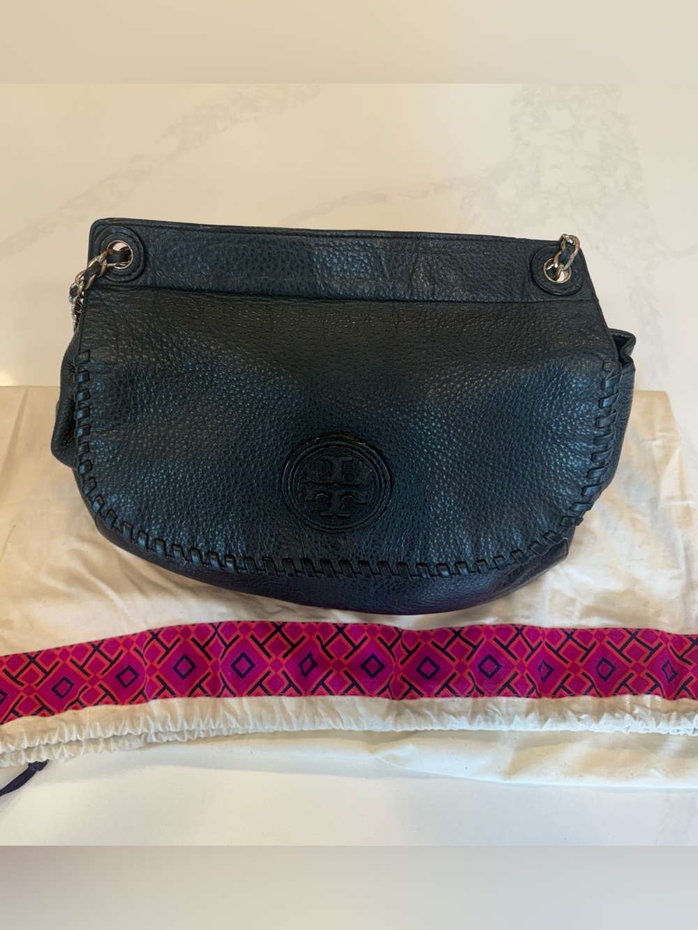 Tory Burch Black Marion Saddle Bag